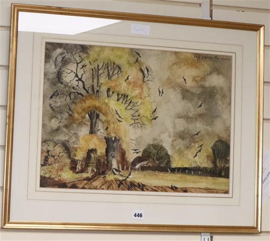 Hugh Brandon-Cox (1917-2003), ink and watercolour, October Afternoon, signed, 36 x 50cm